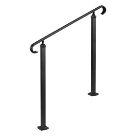 VEVOR Handrails for Outdoor Steps, 2-3 Step Adjustable Height, Carbon Steel Transitional Handrail with Installation Kit